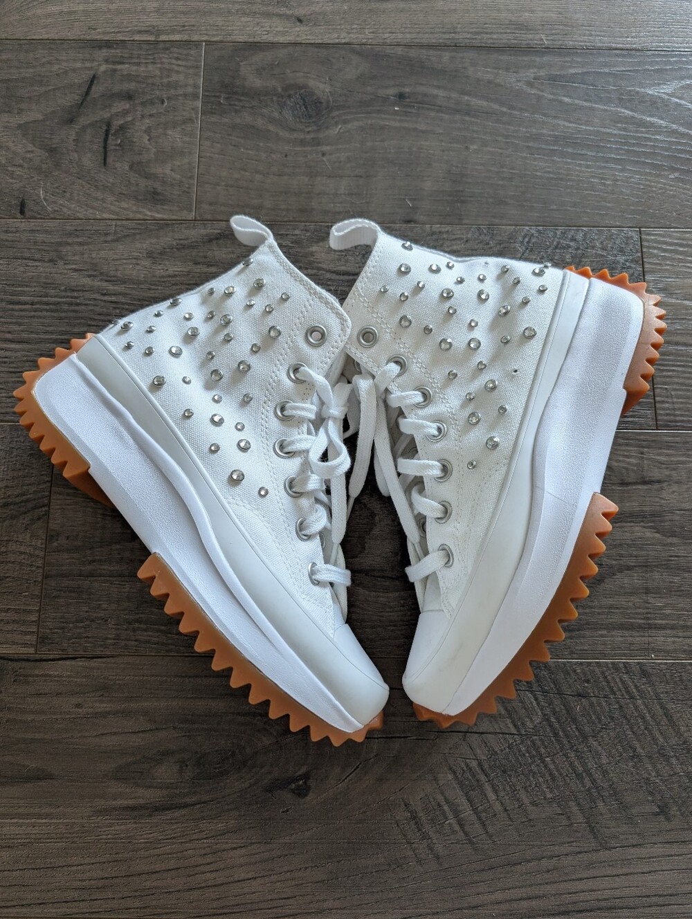 NEW CONVERSE Women's Run Star Hike Gems Rhinestones Pearls Lift Shoes Sz  6.5